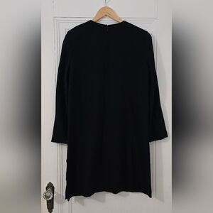 Liz Claiborne 100% Wool Black Short Dress Size 12, Crewneck Long Sleeve, Euc